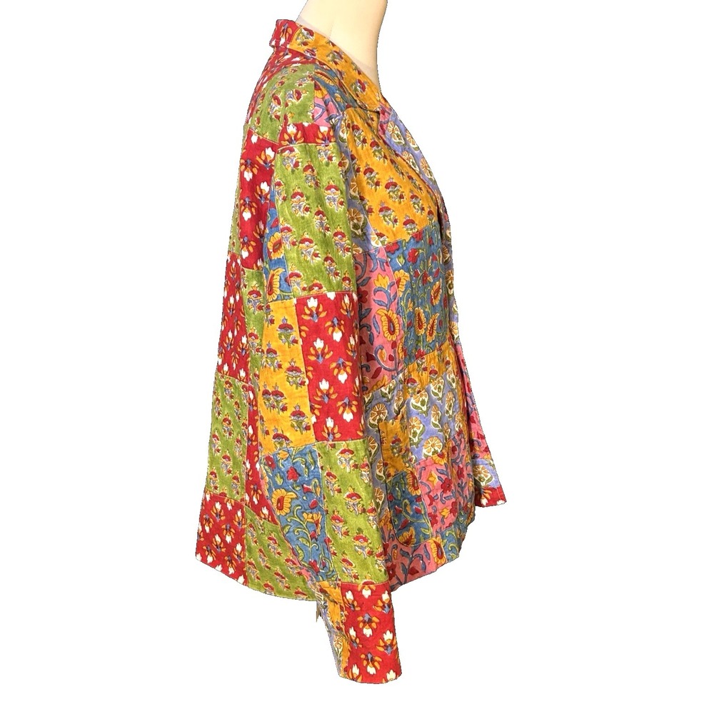 Vintage Boho Mod True Patchwork Lined Pockets Art to Wear Blazer Jacket Colorful - Picture 8 of 10